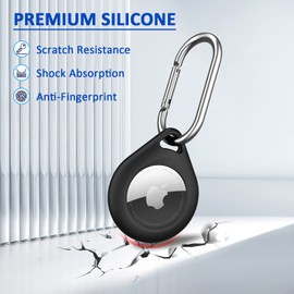 R-fun R-fun for Airtag Holder,4 Pack Airtags with Metal Keychain, Multi-Color Protective Silicone Airtag Case Key Ring for Luggage, Dog Collar, Keys, Anti-Scratch Protective - (Black,Blue,Sky Blue,Green)