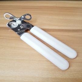 Manual Can Opener, Bottle Top Remover Food-Safe Stainless Steel, Smooth Edge, Tin Lids Jar Bottle Caps Openers with Non-Slip Handle(White or Black, Random Color)