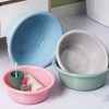 LAVEN Round Plastic Wash Basin, Blue, Lightweight, Easy to Clean,