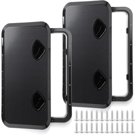 Datanly 2 Pcs Marine Boat Deck Hatch 24" x 14" Boat Access Hatch & Lid, 180 Hinge Strong Recessed Handle for Marine Yacht Rv Truck Vent Accessories, Easy to Install (Black)
