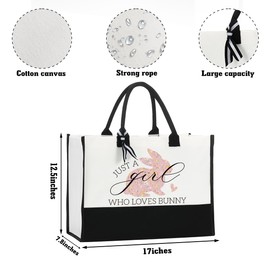 FBCCZEY Cute Tote Bag Bunny Gifts for Bunny Lovers Animal Lover Gift Bunny Lover Gifts Tote Bag for Women Aesthetic Tote Bag Birthday Gift for Daughter Friends Sisters Bestie Who Loves Bunny