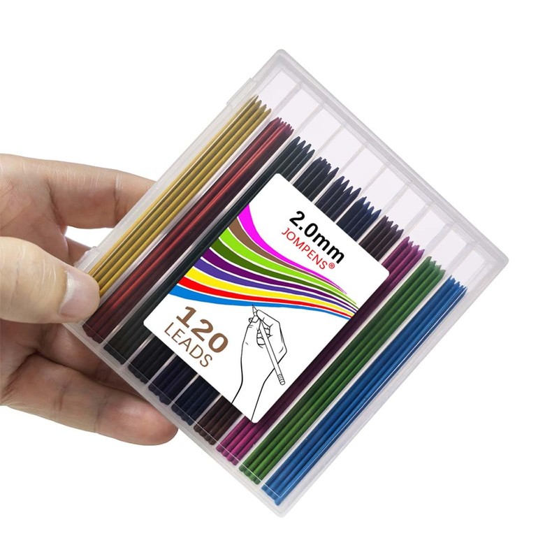 MROOFUL 120 Pieces Carbon 2mm Refills, 2.0mm Pencil Leads, Mechanical