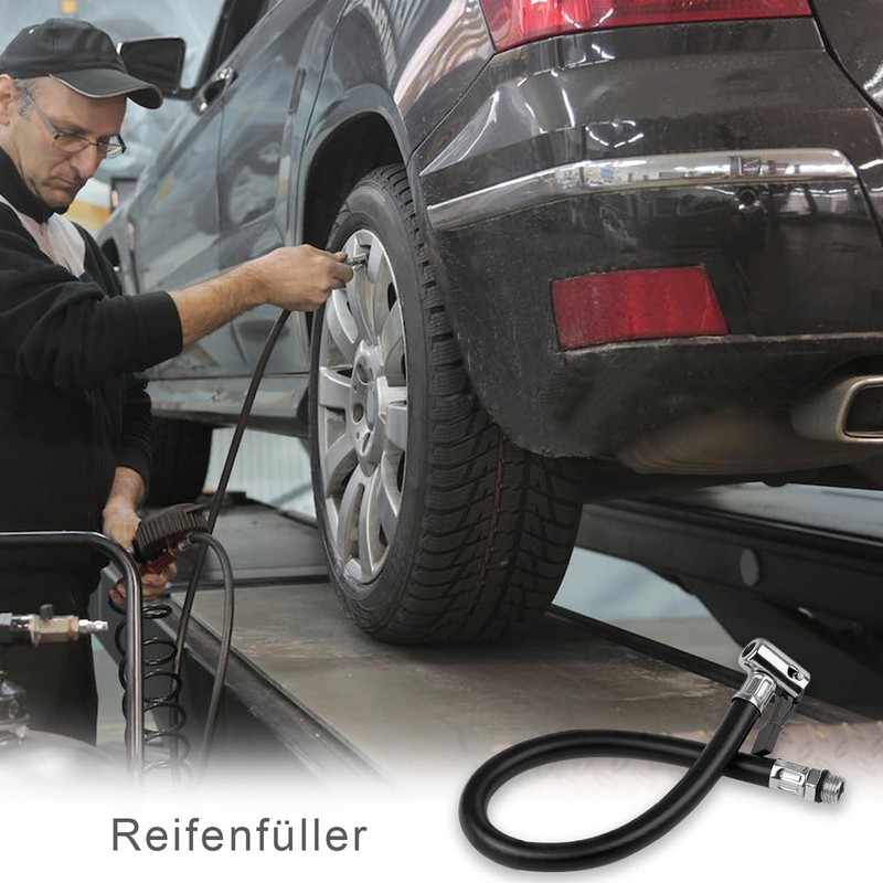 Tyre Inflator Hose 13mm Rubber Metal for Bicycles, Motorcycles and