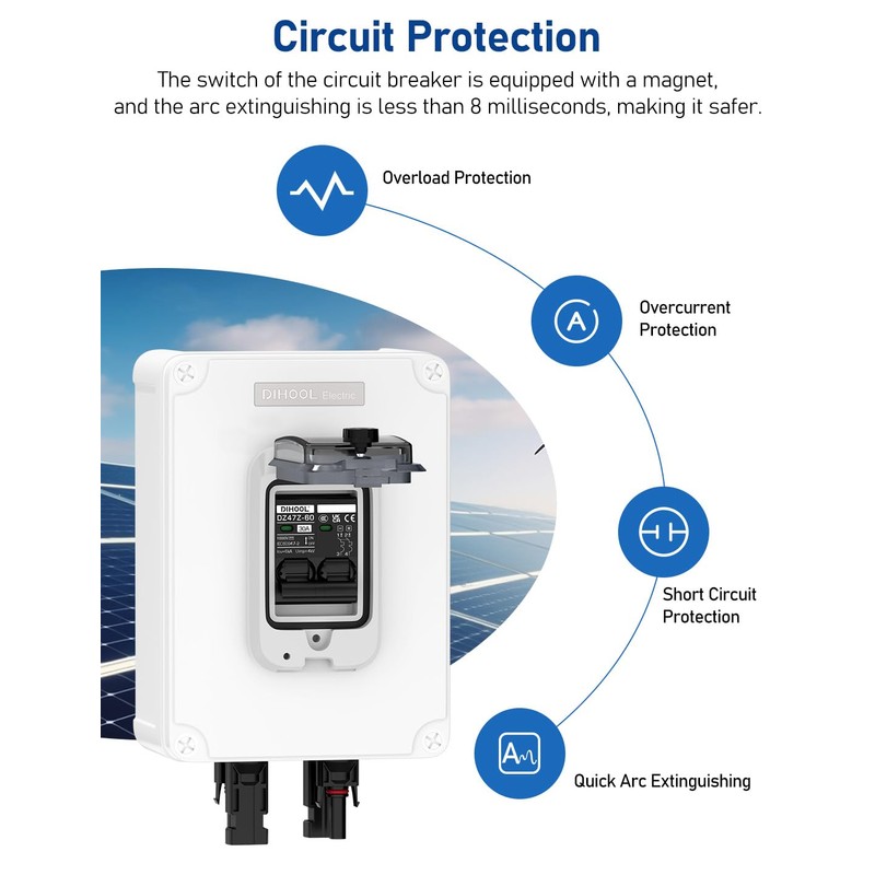 DIHOOL Outdoor Circuit Breaker Box, 30 Amp PV Solar Disconnect