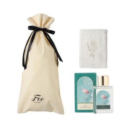 Foo Tokyo Organic Cotton, Hand Towel (White) & Bath Oil, Dreaming Aroma, 1 Piece Gift Set (Includes Drawstring), Popular, Women's, Gift, Luxury, Plant Oil, Organic Cotton, Moisturizing, Dry Skin, Bath