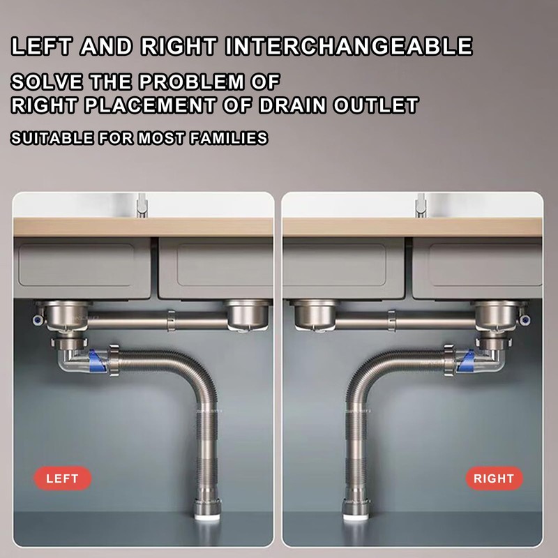 QruiLanTu Double Sink Drain Kit Space Saving Kitchen Sink Drain