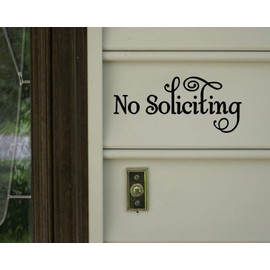 Sky Blue - No Soliciting 8" x 3.5" Vinyl Decal Sticker - Window Door Solicitation Sales - 20 Color Options