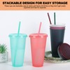 xocome 5 PCS Plastic Cups with Lids & Straws, 24OZ