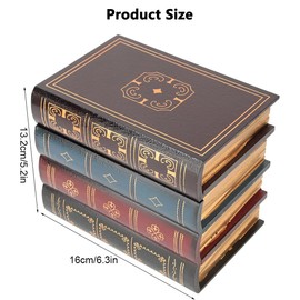 Fake Books Wooden Storage Box, Decorative Book Boxes, European Antique Book Decorations Vintage Books Storage Box, Bookends Storage Box for Home Office Shelf Photo Props Storage Decoration