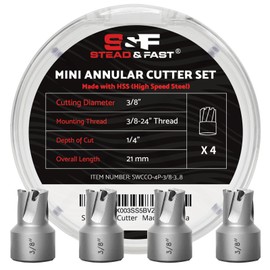 S&F STEAD & FAST Spot Weld Cutter Drill Bit 4 Pcs, Spot Weld Removal Replacements, Cutting Diameter 3/8", 3/8" Shank, Annular Cutter for Hand Drill, Auto Body Tools, Collision Repair, Car Restoration