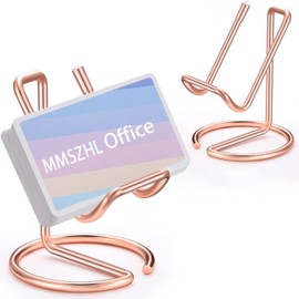 2 Pcs Expositor de Tarjetas de Visita de Metal, Soportes de Metal Oro Rosa para Tarjetas de Visita para Hombre y Mujer, Organizador de Tarjetas de Visita para Computadora (oro rosa)