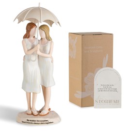 Storieme Best Friend Birthday Gifts for Women: Unique Friendship Sisters Gifts from Sister Bestie BFF Two Girls Under Umbrella Figurines Statue