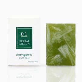 [Natural Moisturizing Ingredients for Moisturizing Skin Beautify] Mamgudero Cosmetic Soap, Solid Soap, Handmade, Face Cleansing, Aroma, Dense Foam/Face Body, Both Uses (HERBAL GREEN 3.5 oz (100 g)