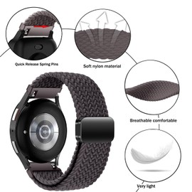 Issinlky Nylon Braided band for Galaxy Watch 7/FE/6/5/4 40mm 44mm, 20mm Elastic Strap for Galaxy Watch 6 Classic/Galaxy Watch 4 Classic/Watch 5 Pro/Watch 3 41mm/Active 2/Active 40MM/Galaxy Watch 42mm