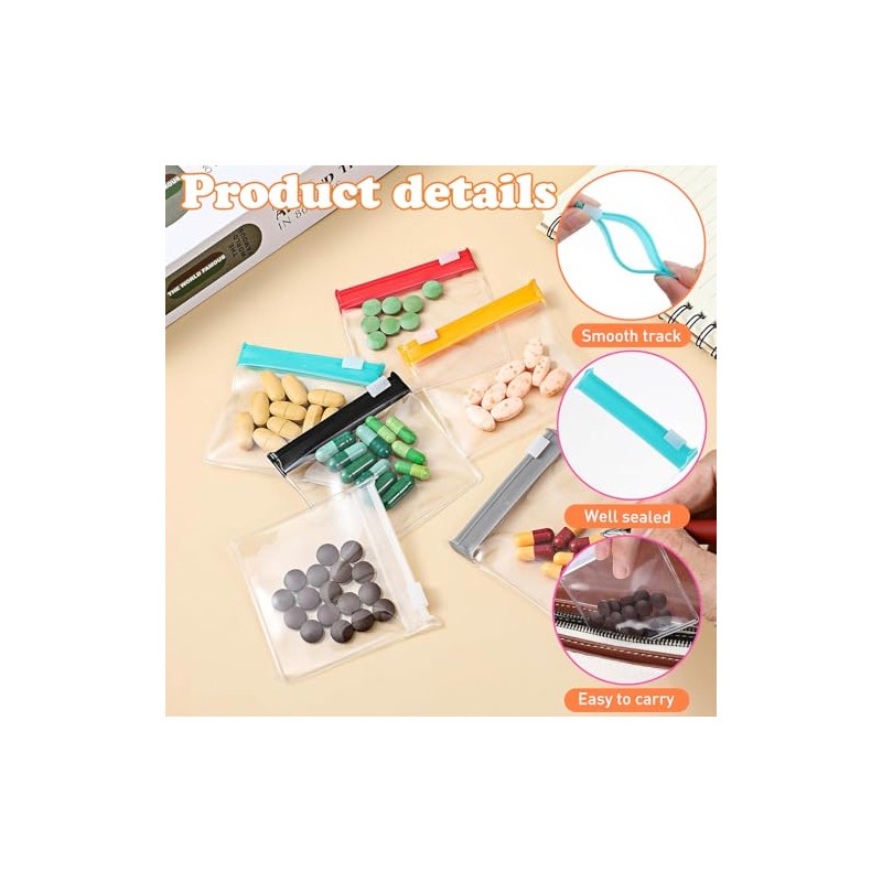 Pack of 27 Portable Pill Pill Bags Transparent Plastic Mini