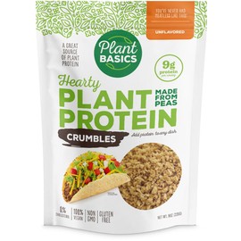 Plant Basics - Hearty Plant Protein - Unflavored Crumbles, 8 oz, Made from Peas, Non-GMO, Gluten Free, Low Fat, Low Sodium, Vegan, Meat Substitute