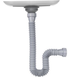 Veemoon Flexible Double Head Sink Drain Pipe Extension Fitting Trap Tubing for Kitchen Waste Connection Corrugated Telescopic Design Odor Prevention and Overflow Protection