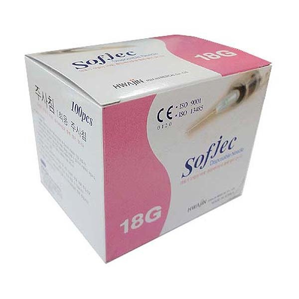 Hwajin Sofjek Disposable Syringe/Needle 18G 1 100 pcs 1 box