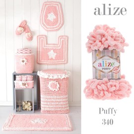 Alize 5x 100g Puffy türkische Wolle Super Bulky Chenillegarn Kuschelweich Babywolle Handstrickgarn zum häkeln weiches Chenille-Garn XXL-Knäuel für Amigurumi (Vanilla | 742)