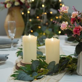 Raycare 6"x3" Dripping Wax Flameless Candles, Battery Operated LED Candles with Remote Control and Timer, Electric Fake Plastic Pillar Candles, Set of 2