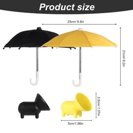 TOYMIS 2pcs Cell Phone Umbrella, Multifunctional Adjustable Phone Umbrella Cute Phone Shade Umbrella with Piggy Style Suction Cup for Phone Sunshade, Glare Blocking (Yellow & Black)
