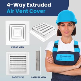 8x8 Inch (Duct Opening) Air Vent Cover - 4-Way AC & Ceiling Register Vent Cover with Extruded Aluminum Core HVAC Ceiling Diffuser - Air Conditioner Grille with Opposing Blades Damper by ACLAMINAIRE