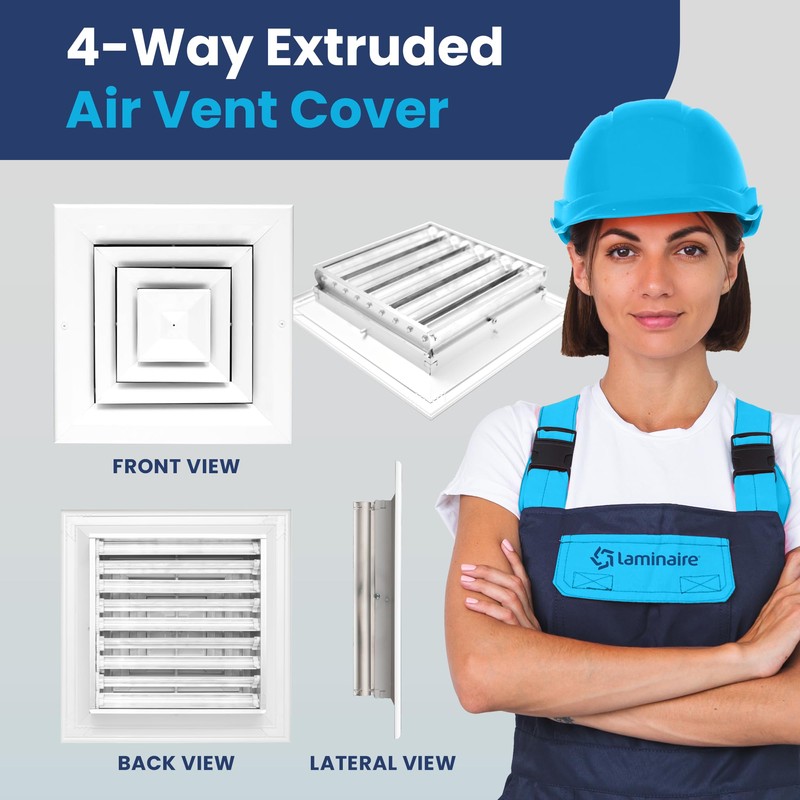8x8 Inch (Duct Opening) Air Vent Cover - 4-Way AC