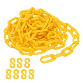 PATIKIL Yellow Plastic Chain, 16 ft 8 mm Barrier Chain Safety Barrier for Warning Safety Parking, Person Control, Fence, Gate, Concert, Construction Site, Barrier of Surfaces