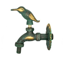 Outdoor Faucet Decorative Antique Green Bird Brass Garden Yard Animal Faucet Wall Mounted Tap Bibcock Hose Not Included