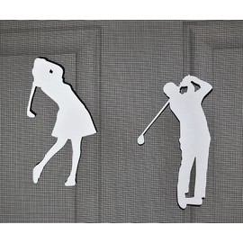 DCentral® Golfers - Man & Woman Flexible Safety Screen Magnets: Double-Sided. Bright White-Easier to See Day & Night. Decorative. Helps to Stop Walking into Screens, Size W 5.5" x L 3"