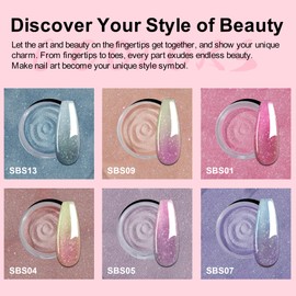 Eodci Changing Dip Powder Nail Set, 6 Colors Dipping Powder Kit With Base & Top Coat/Activator/Brush Saver,Chameleon Pink Blue Nail Dip Manicure Kits Cold Warm Temperature, No Needed Nail Lamp Curing