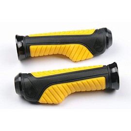 MotorToGo Yellow Aluminum Handlebar Gel Hand Grips with End Cap Compatible for 2004 Suzuki Katana 600 GSX600F