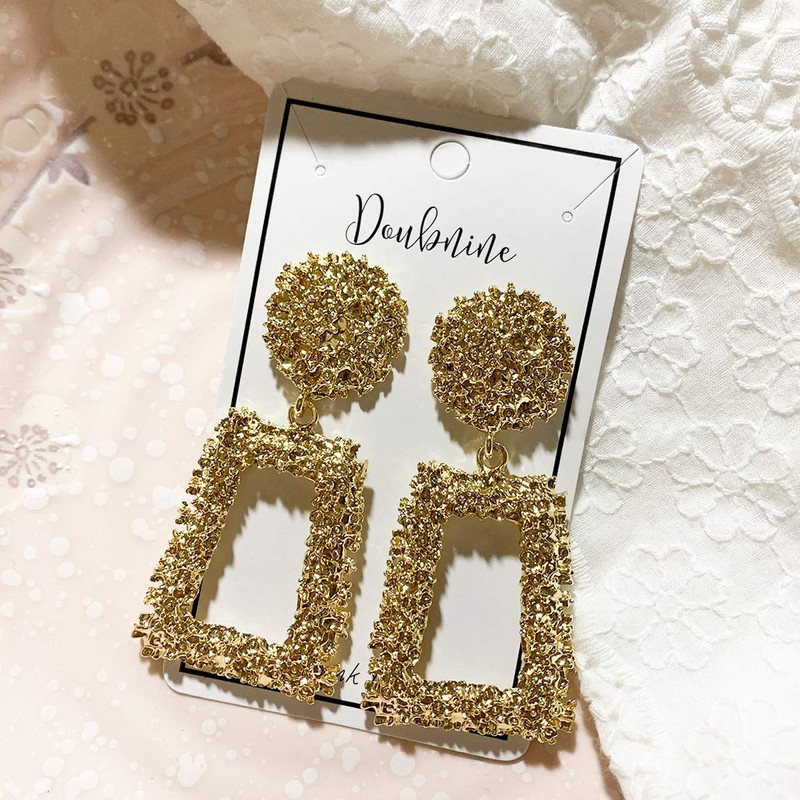 Doubnine Rectangle Geometric Metallic Earrings Indiana Boho Dangle Modern Earrings