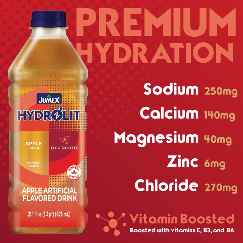 Jumex Hydrolit Quick Rehydration and Recovery Beverage, Apple Flavor, 21.1