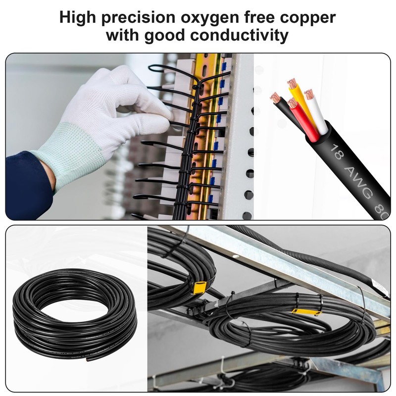 18 Gauge Wire 4 Conductor,18 AWG Electrical Wire Stranded PVC
