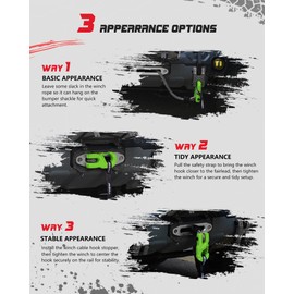 AMBULL Tow Winch Hook with Cable Stopper, 10T Winch Hook, Upgrade Heavy Duty Forged Steel Winch Hook, 31967lbs Max Strength, Clevis Clip Hook Set for Synthetic Rope, UTV, ATV, Off-Road, Green