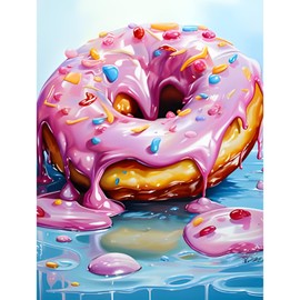 NAIMOER Donuts Diamond Painting Kits for Adults, DIY Full Drill 5D Diamond Painting Food Diamond Art Kits Colorful Diamond Painitng Kits for Relaxation and Home Decor 30x40cm