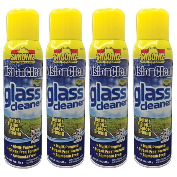 Simoniz Glass Cleaner Aerosol, 19 Oz (Pack of 4)