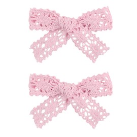 lace Hollow Hair handmade bows for Toddler Girls,Baby Hair Clips.Headdress Hair Accessories.(FJ39-Pink)