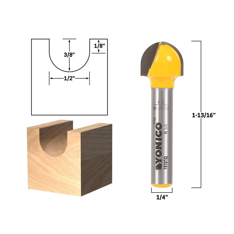 YONICO 19101q 1/2-Inch Diameter Core Box Router Bit 1/4-Inch Shank