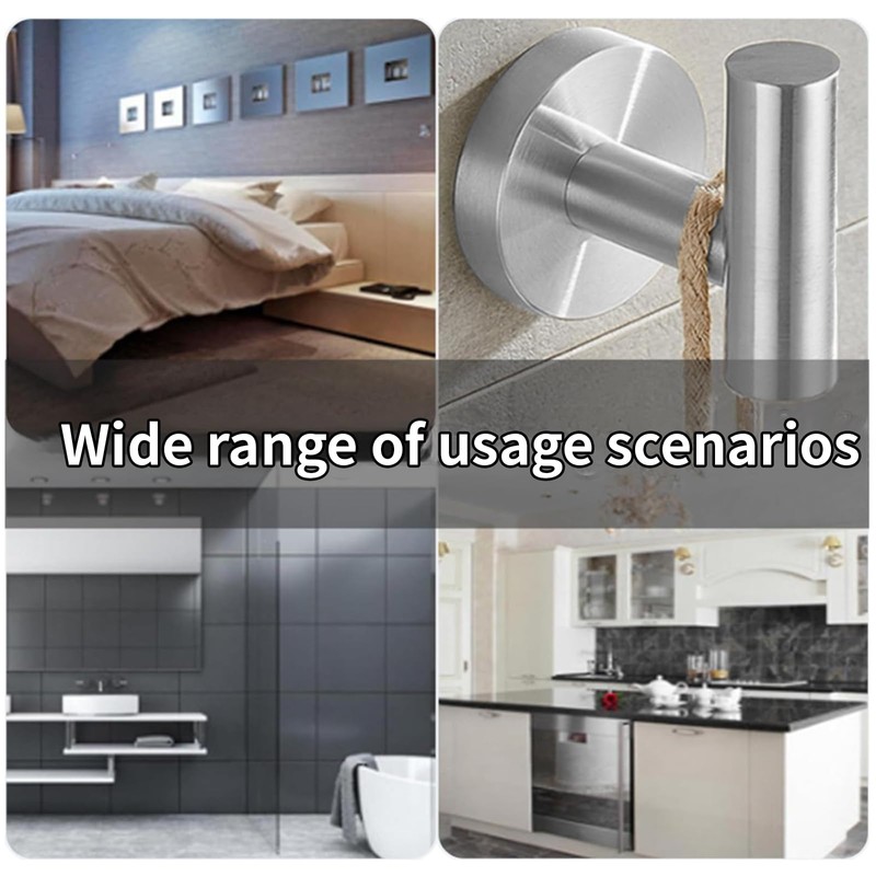 IUSOT 4 Pack Brushed Silver Towel Hooks – Heavy Duty