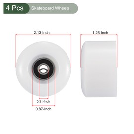 YOKIVE 4 Pcs Skateboard Wheels with Bearing, 80A Skate Scooters Replacement, Great for Skateboarding, Outdoor Street Sports (White, 55mm OD)