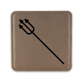 Devil Pitch Fork Drink Coaster Leatherette Coasters Pink Satan - Light Brown - Set of Six Coasters
