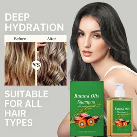 Batana Oil Shampoo,Organic Batana Oil for Hair Growth,Anti Hair Loss Shampo-o,Ha-ir Thickening Shamp-oo,Sham-poo for Ha-ir Loss Women and Men,H-air Regrowth Shampoo,Gentle Sha-mpoo Repair Damaged Hair