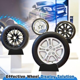 Colingmill 4 Pcs Car Tire Display Stand Wheel Display Rack Adjustable Width Rim Storage Wheel Rim Holder Tyre Stand Base Tire Tray Base for Exhibition Shop Garage Trade Show, Black