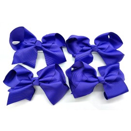 Purple Bow Hair Clips Hair Barrettes Set of 4 Hair Bow School Clips Girls Bows Ribbons Hair Grips for School