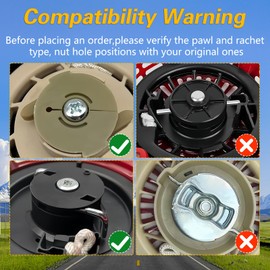 RUHUALIFE Pull Start Assembly, Recoil Starter (Curved Steel Rod Pawls) Compatible with Honda GX120 GX200 5.5HP 6.5HP Engines, generators, tillers, Water Pumps,Replace#: 28400-Z4M-306ZB 27400-Z1T-702