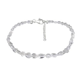 ELEDORO Genuine Rock Crystal Necklace for Women Made of Rhodium-Plated 925 Silver Lobster Claw Clasp 48 cm Plus 5 cm Long, Genuine rock crystal from India, rock crystal