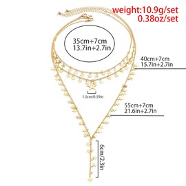 AJACITY Star Choker Necklaces Gold Long Layered Star Pendant Necklace Chain for Women