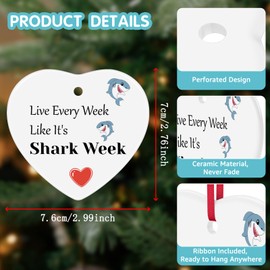 Shark Gifts Live Every Week Like It's Shark Week Ornament Birthday Christmas Ornament for Shark Lovers Friends Women Men Boys Girls Shark Themed Gifts Shark Stuff Diver Gifts